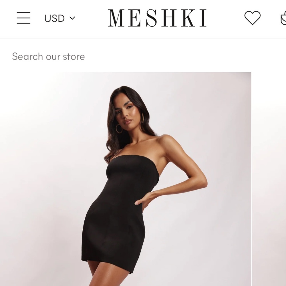 Meshki MACI Crepe mini dress. Size medium. Color black.